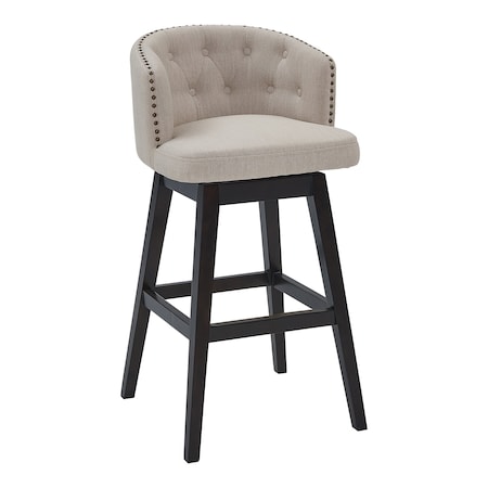 Armen Living Celine 26" Counter Height Swivel Tan Fabric and Espresso Wood Bar Stool LCCIBAESTN26